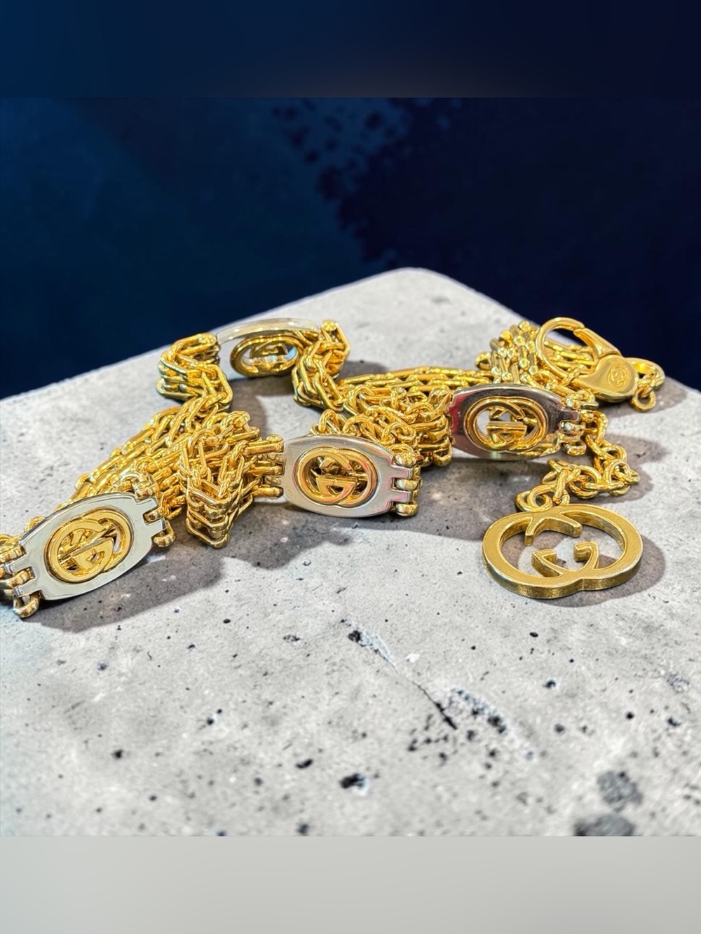 Gucci Gold-Tone Double G Pendant Chain Necklace